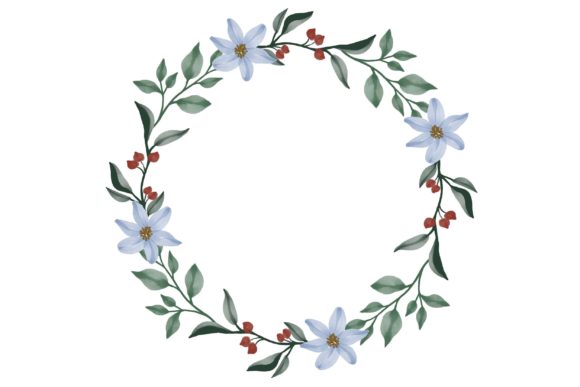Blue Floral Wreath for Wedding Card: A Watercolor Design Asset
