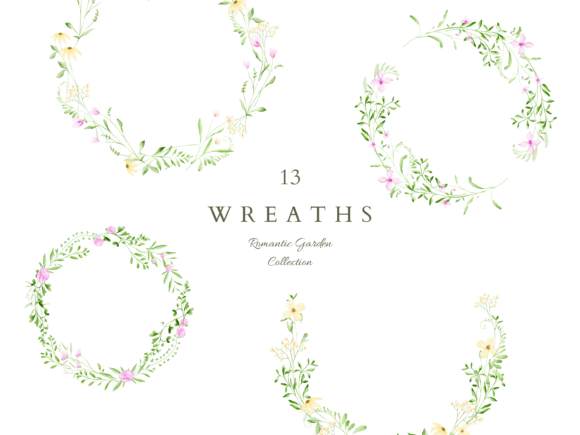 Delicate Watercolor Wreaths: Design Assets for Wedding Projects