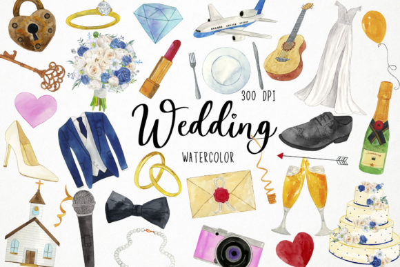 Watercolor Wedding Clipart: Hand-Painted Elements for Modern Marriage Designs