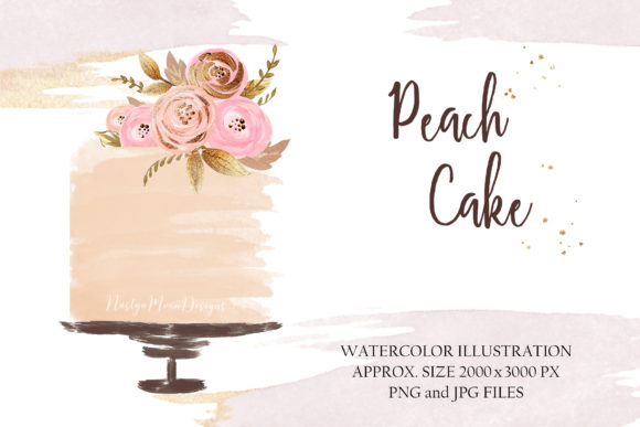 Watercolor Wedding Floral Cake Clipart & Pastel Pink Design Assets